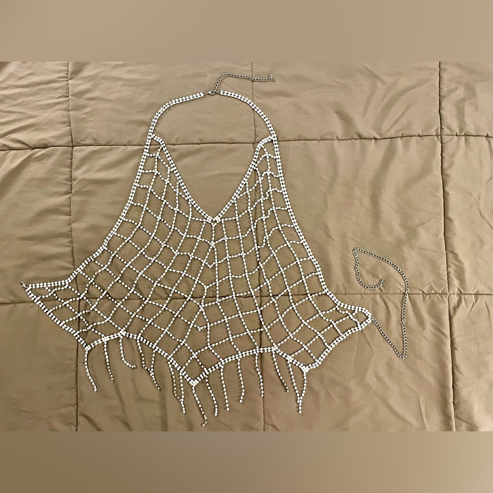 Sexy Chainmail CZ like Halter Top body jewelry, size small (?)
